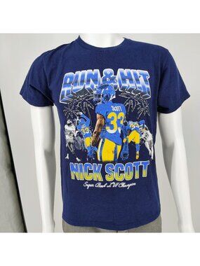 Run & Hit Nick Scott Super Bowl LVI Champion Rams Navy Graphic T-Shirt (Youth L)